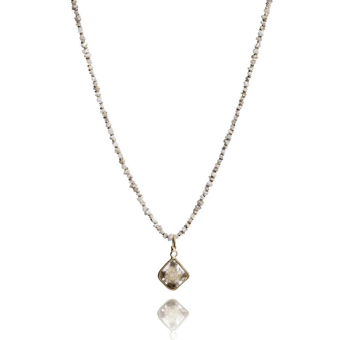 Raw Diamond Square Necklace - Hawaii Jewelry