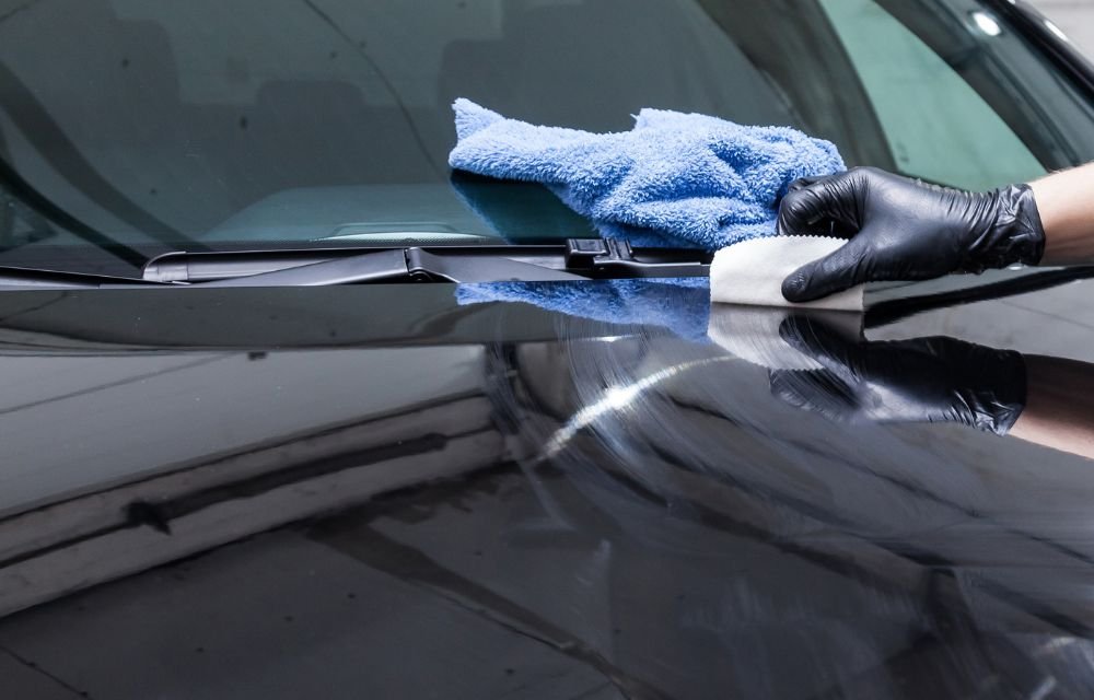 Applying System X ceramic coating to vehicle paint surface with professional applicator