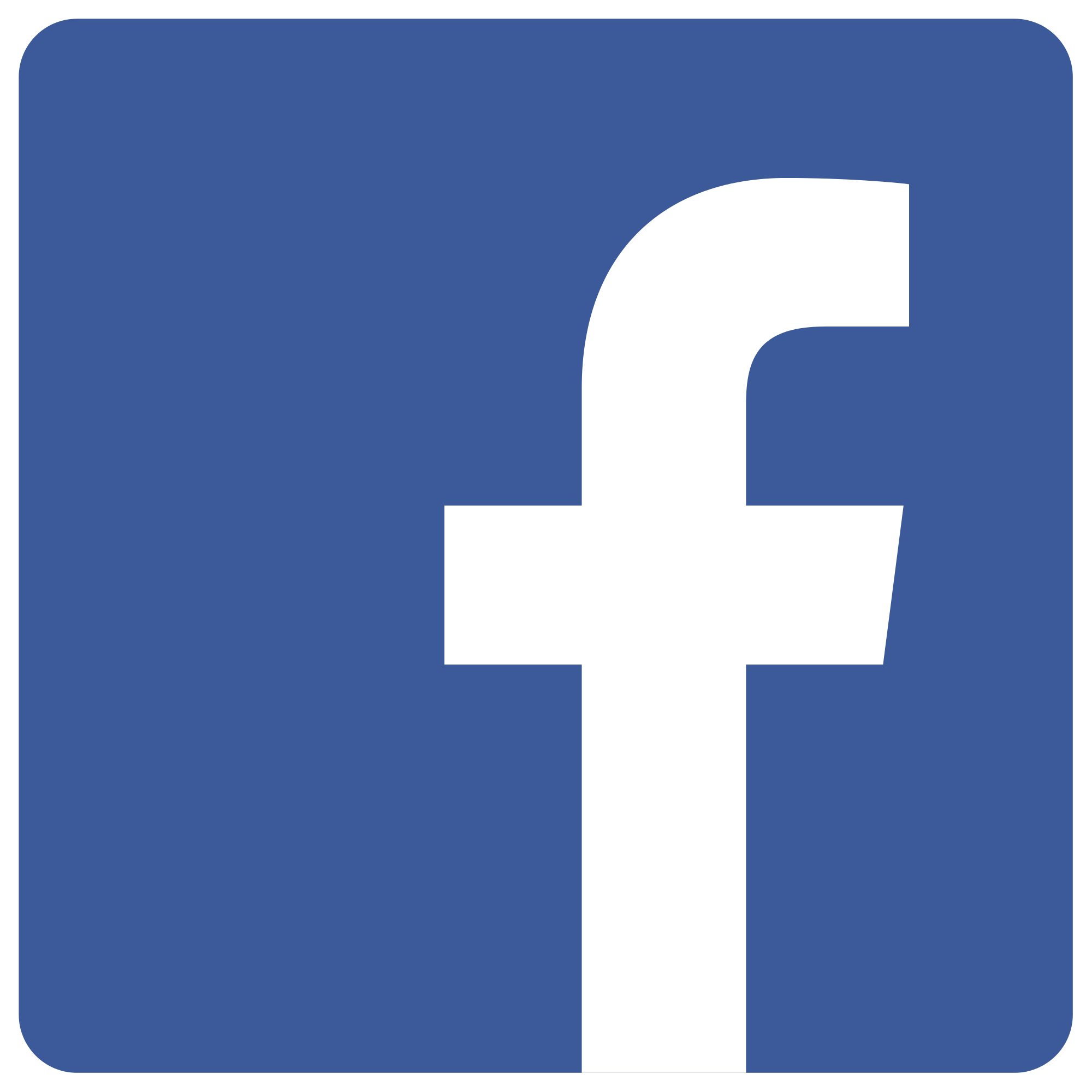Facebook logo with a blue square background and a white lowercase 'f'.}