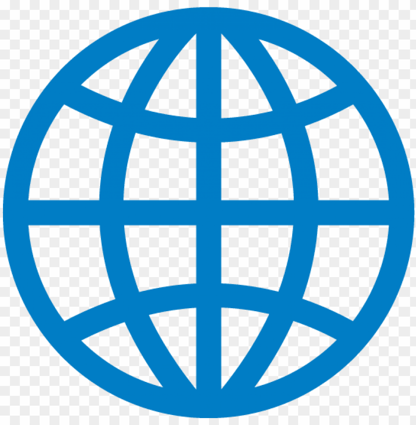 A blue globe icon representing the world or the internet.