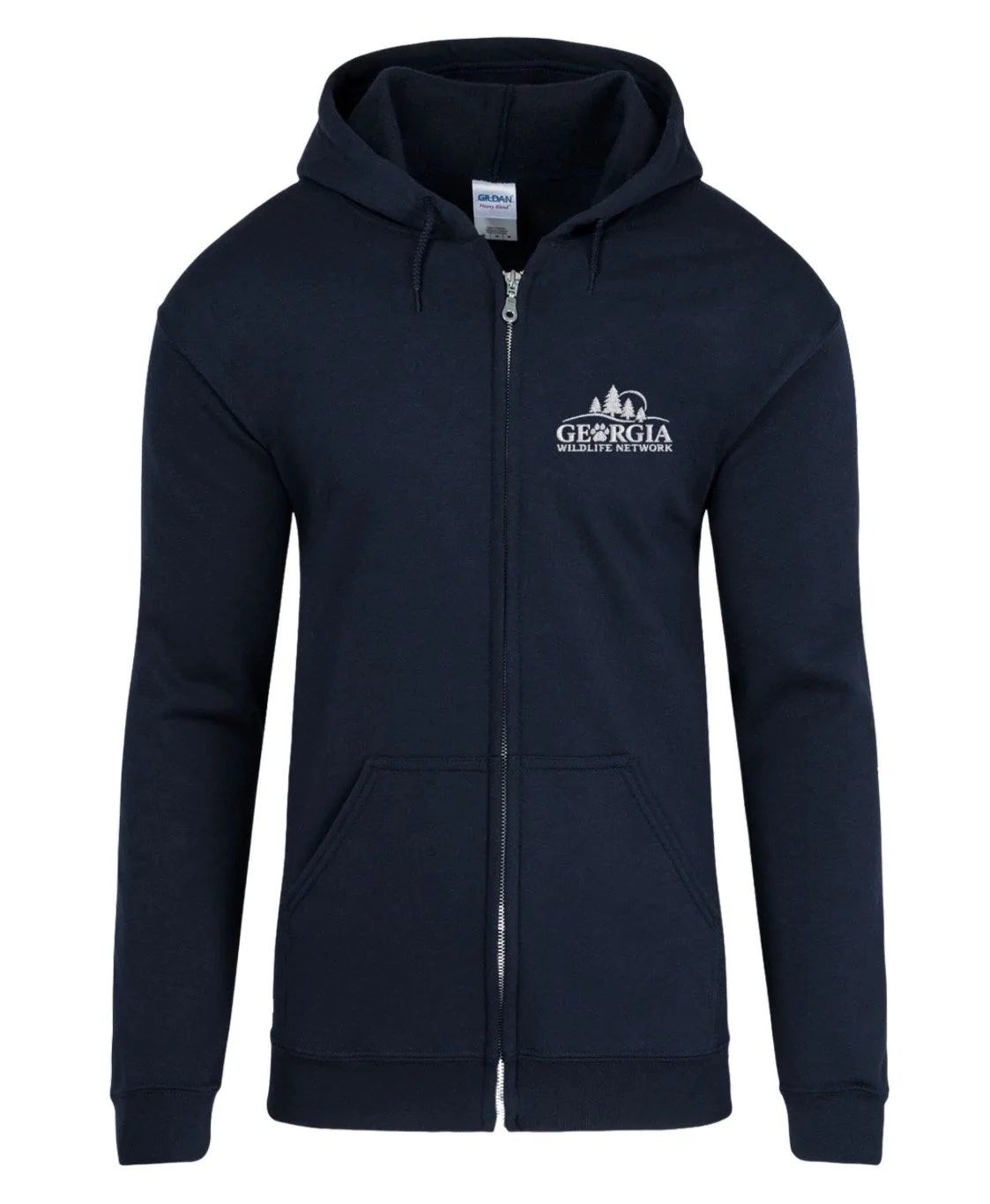 GWN Zip-up Hoodie, Navy w/embroidered logo on chest — Georgia