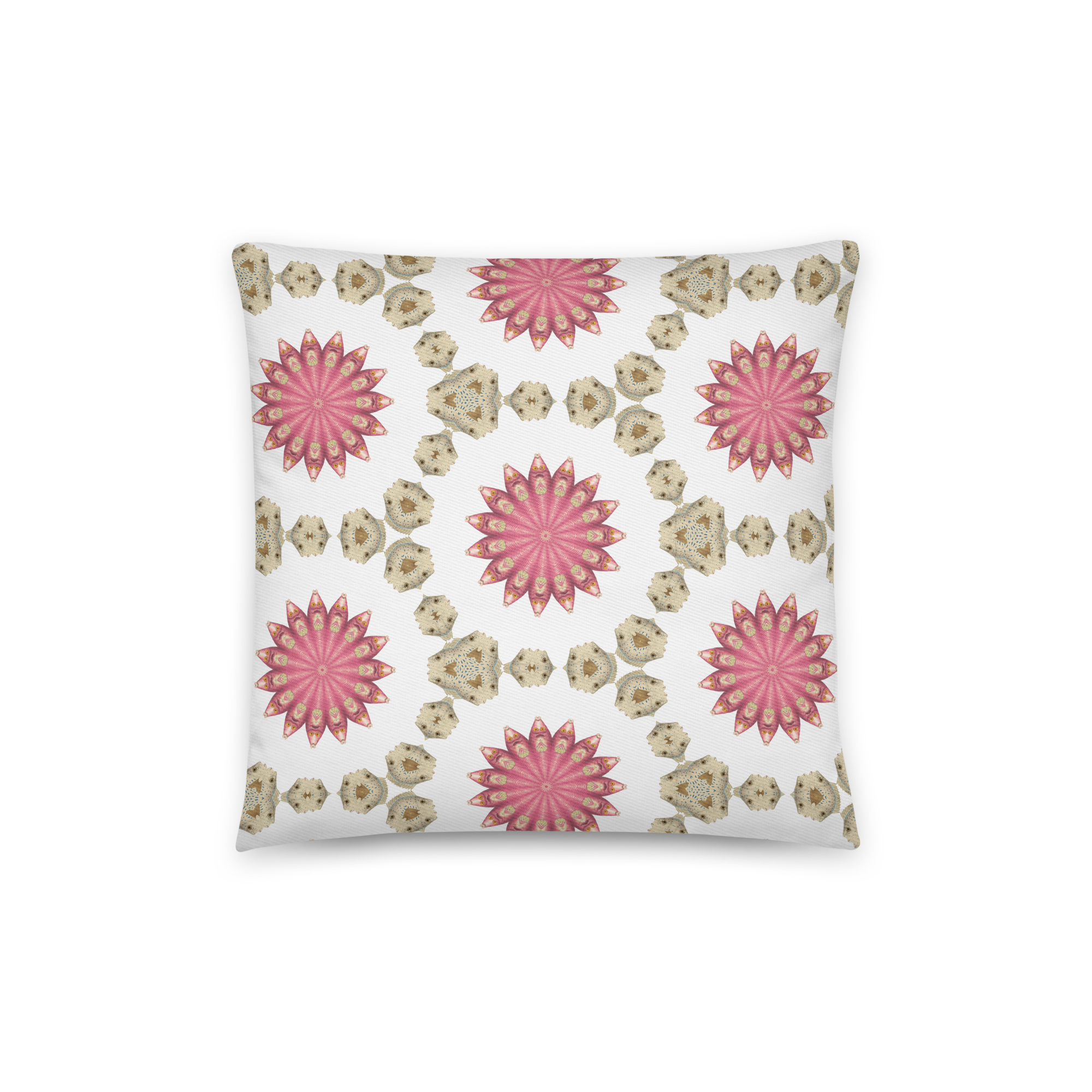 Abstract Kissing Fish Pink and Green Cotton pillow