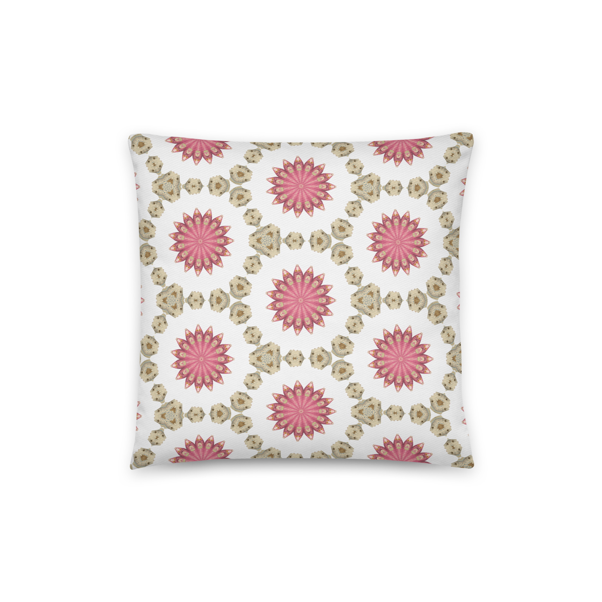 Abstract Kissing Fish Pink and Green Cotton pillow