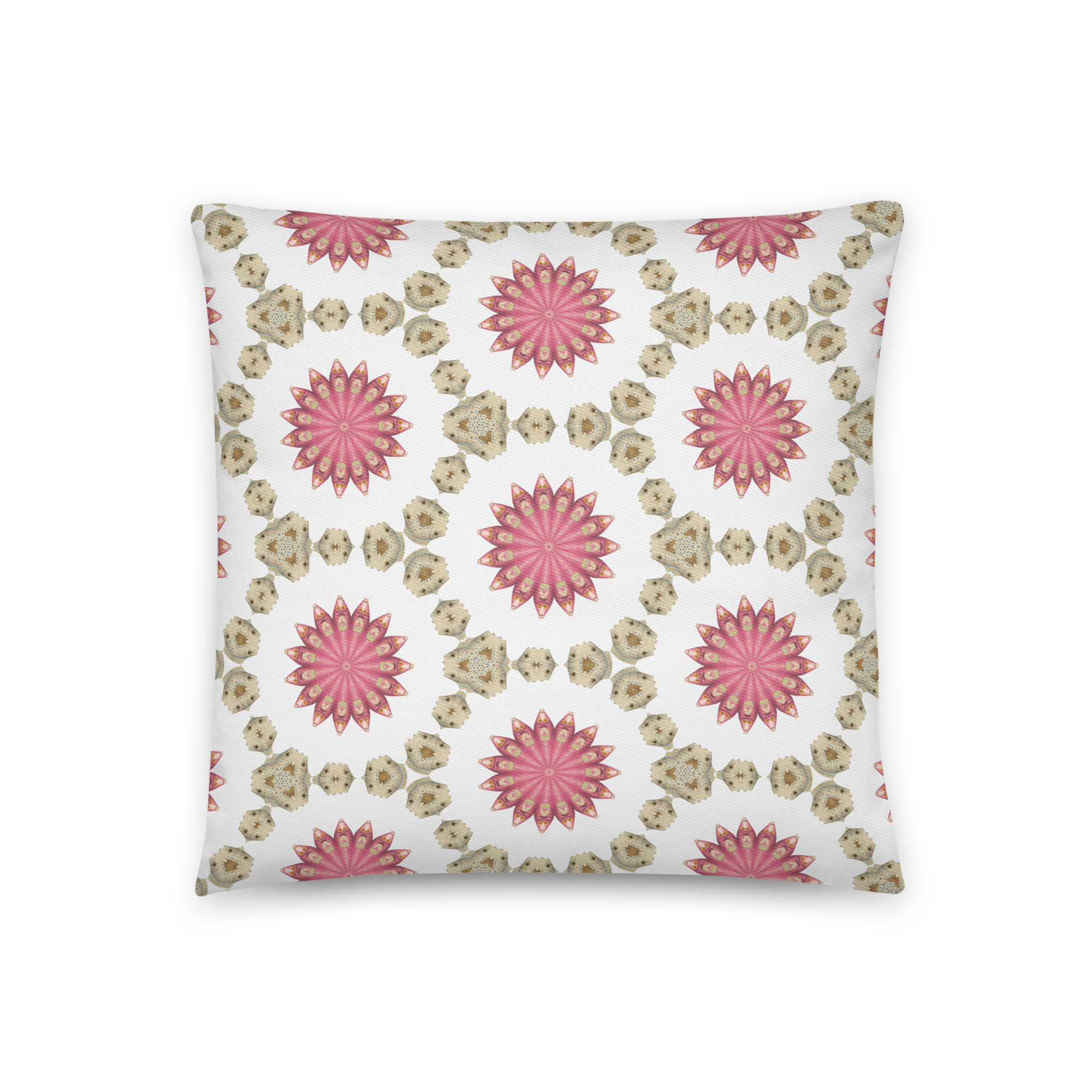 Abstract Kissing Fish Pink and Green Cotton pillow