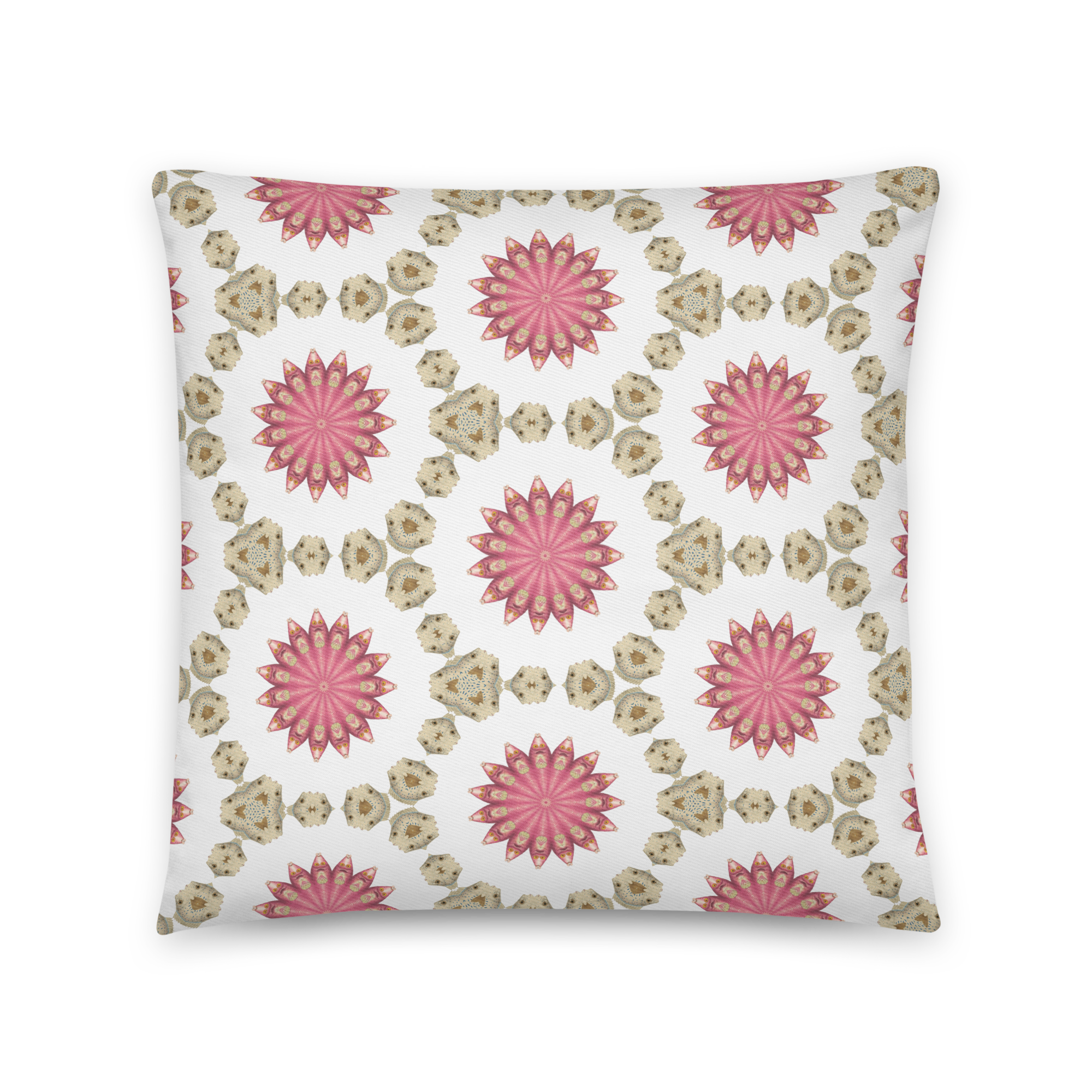 Abstract Kissing Fish Pink and Green Cotton pillow