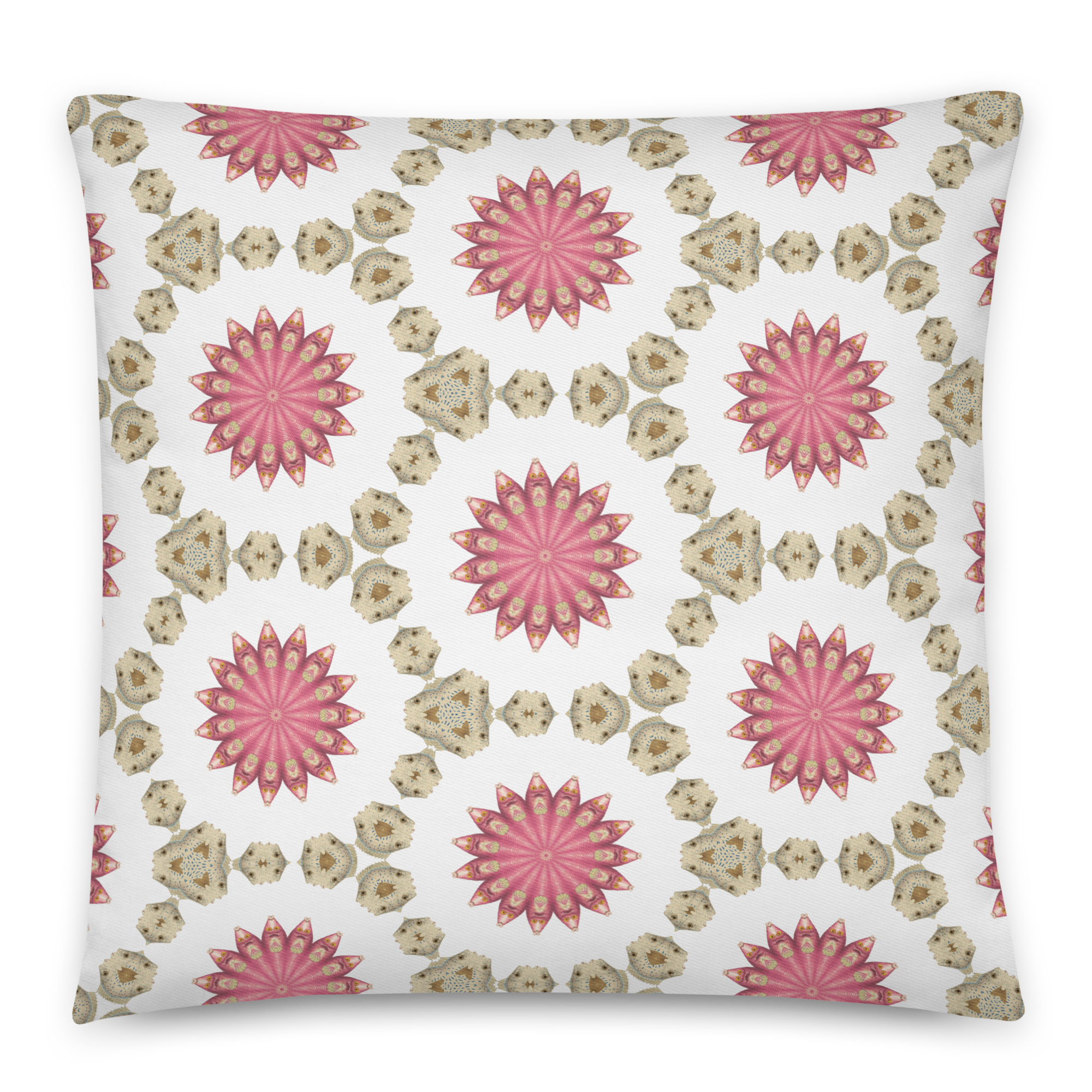 Abstract Kissing Fish Pink and Green Cotton pillow