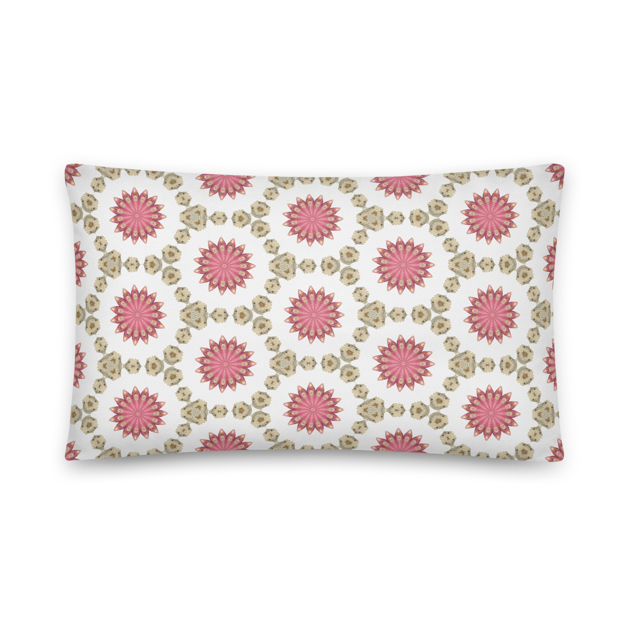 Abstract Kissing Fish Pink and Green Cotton pillow