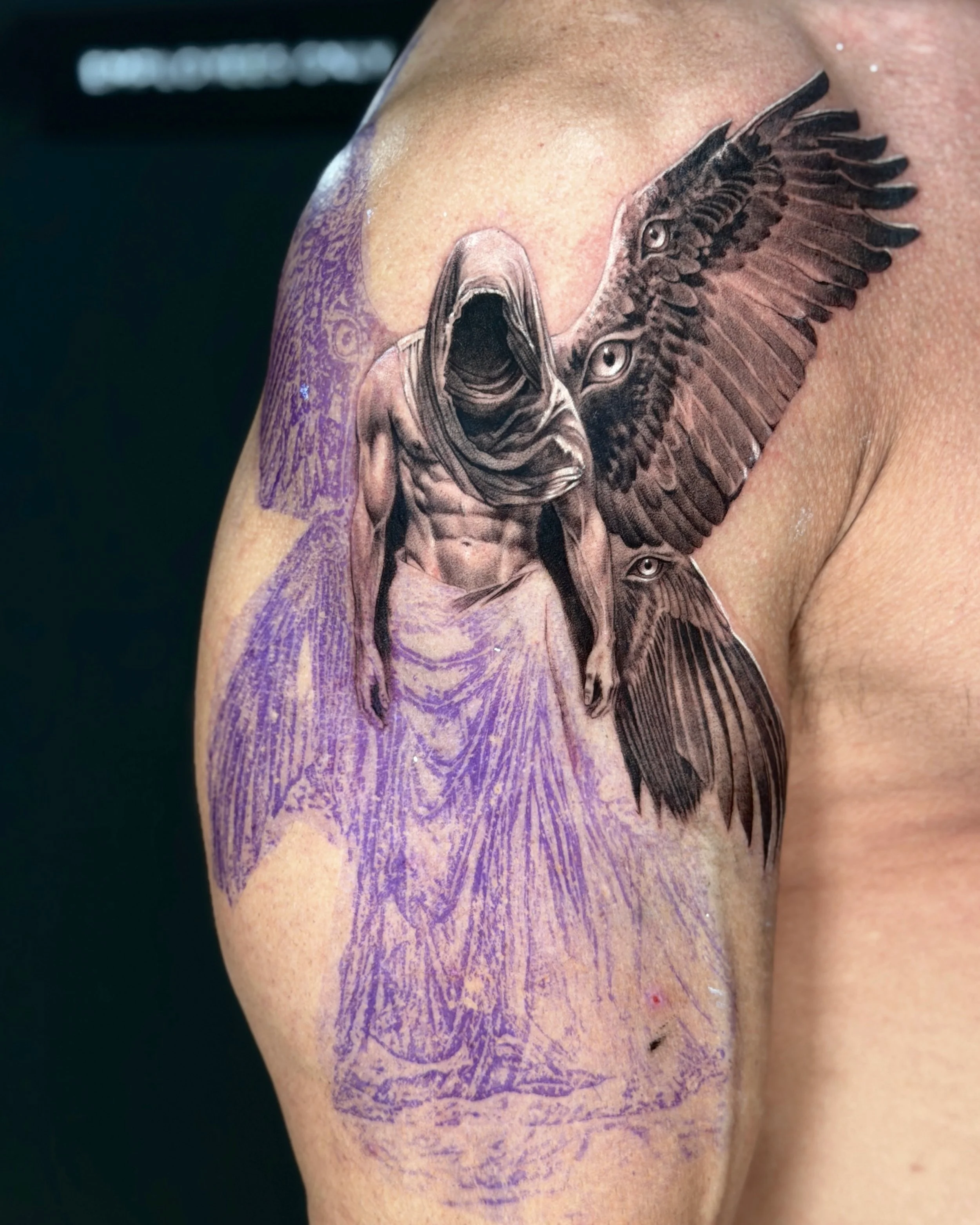 Archangel Azrael 1st session 

#tattoo #archangeltattoo #detailedtattoo #nyctattoo #azrael