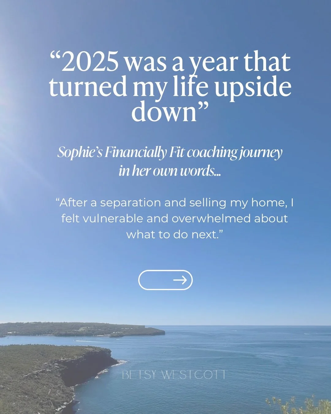 One of the greatest honours of my life is holding space for my clients and watching their confidence and spark return. 

If Sophie&rsquo;s story landed for you, if you&rsquo;re ready to write a new chapter for your money and your life then comment RE