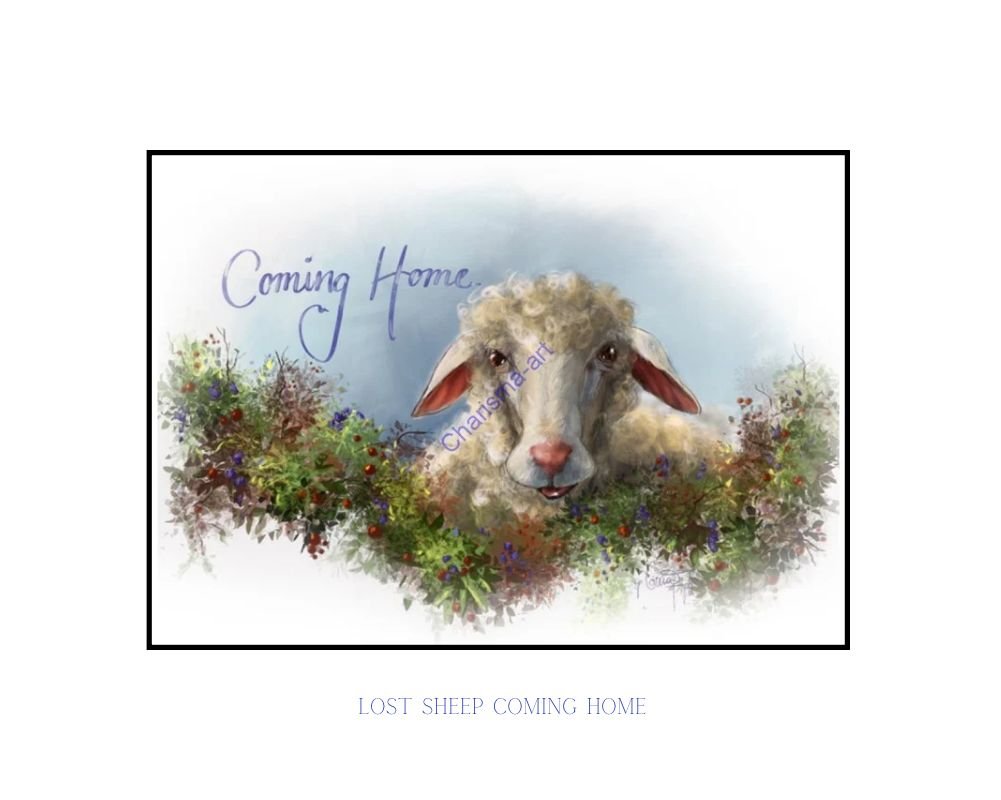 Lost Sheep Coming Home Paper Print