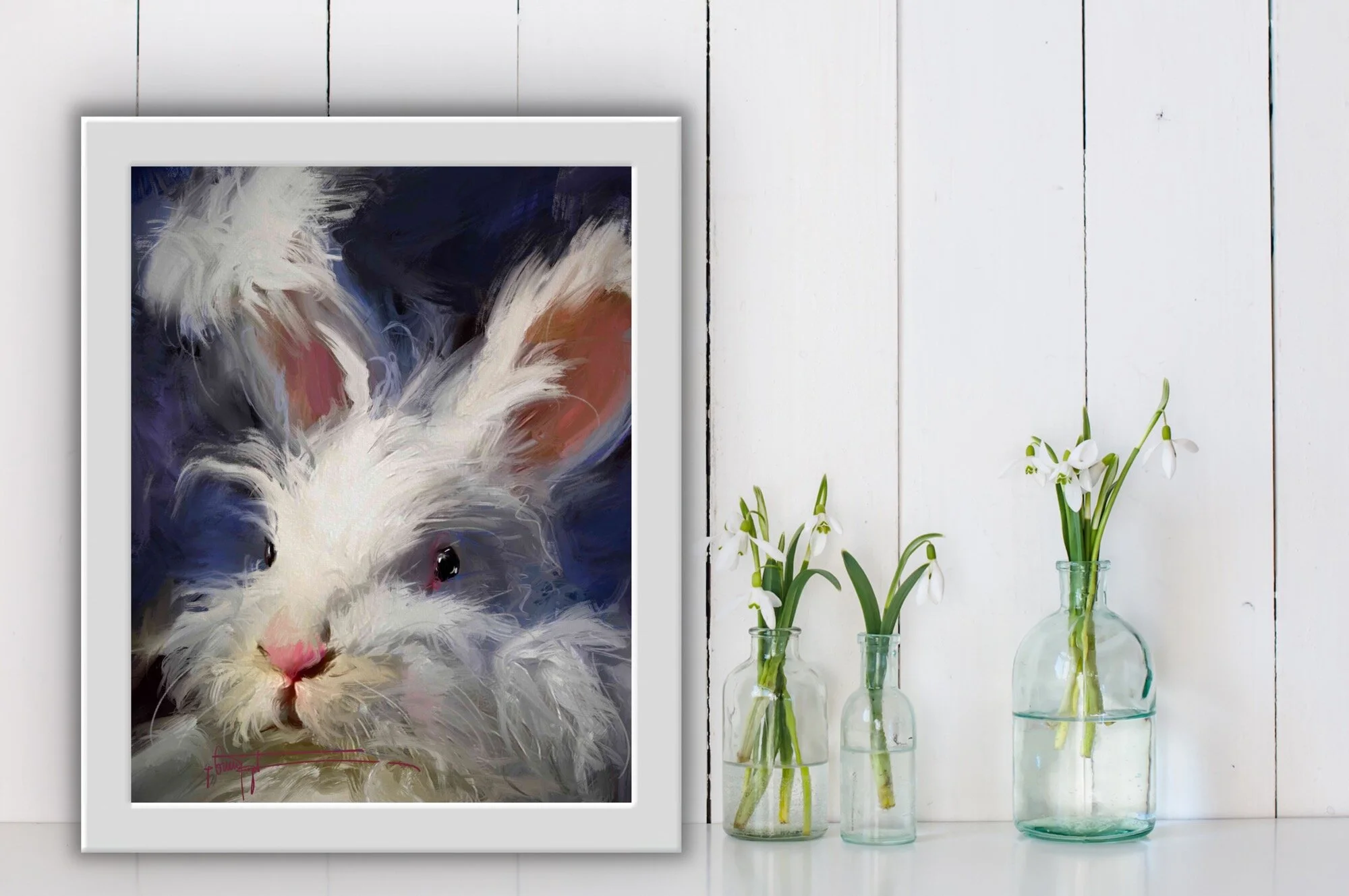 Fluffy Face Bunny Art Home Decor