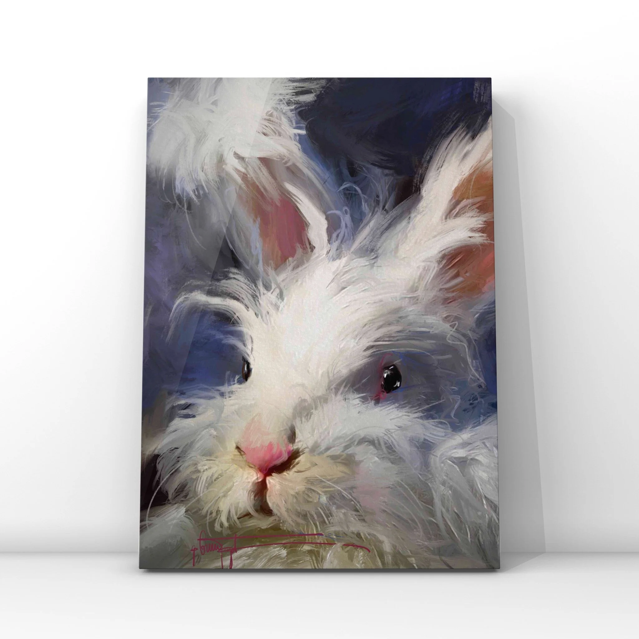Fluffy Face Bunny Painting Canvas Gallery Wrap
