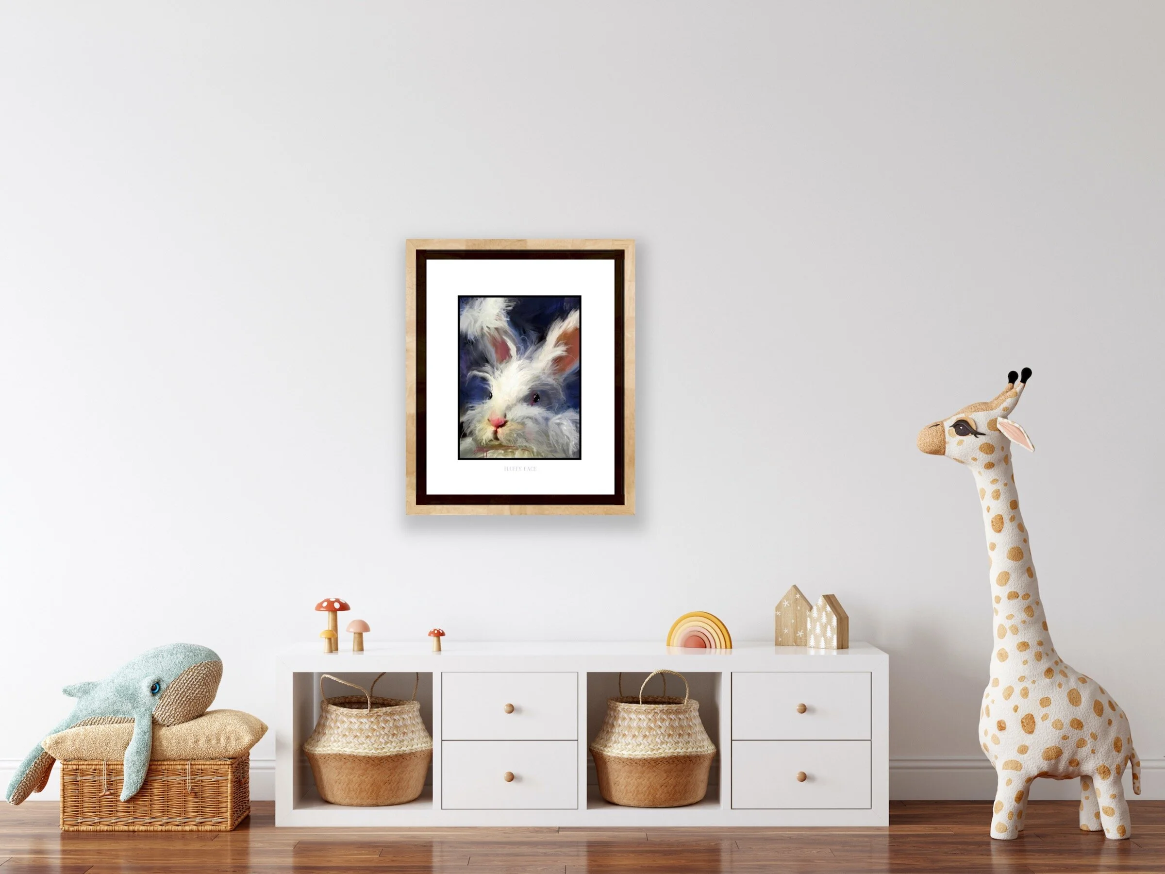 Fluffy Face Bunny Wall Art Office Decor