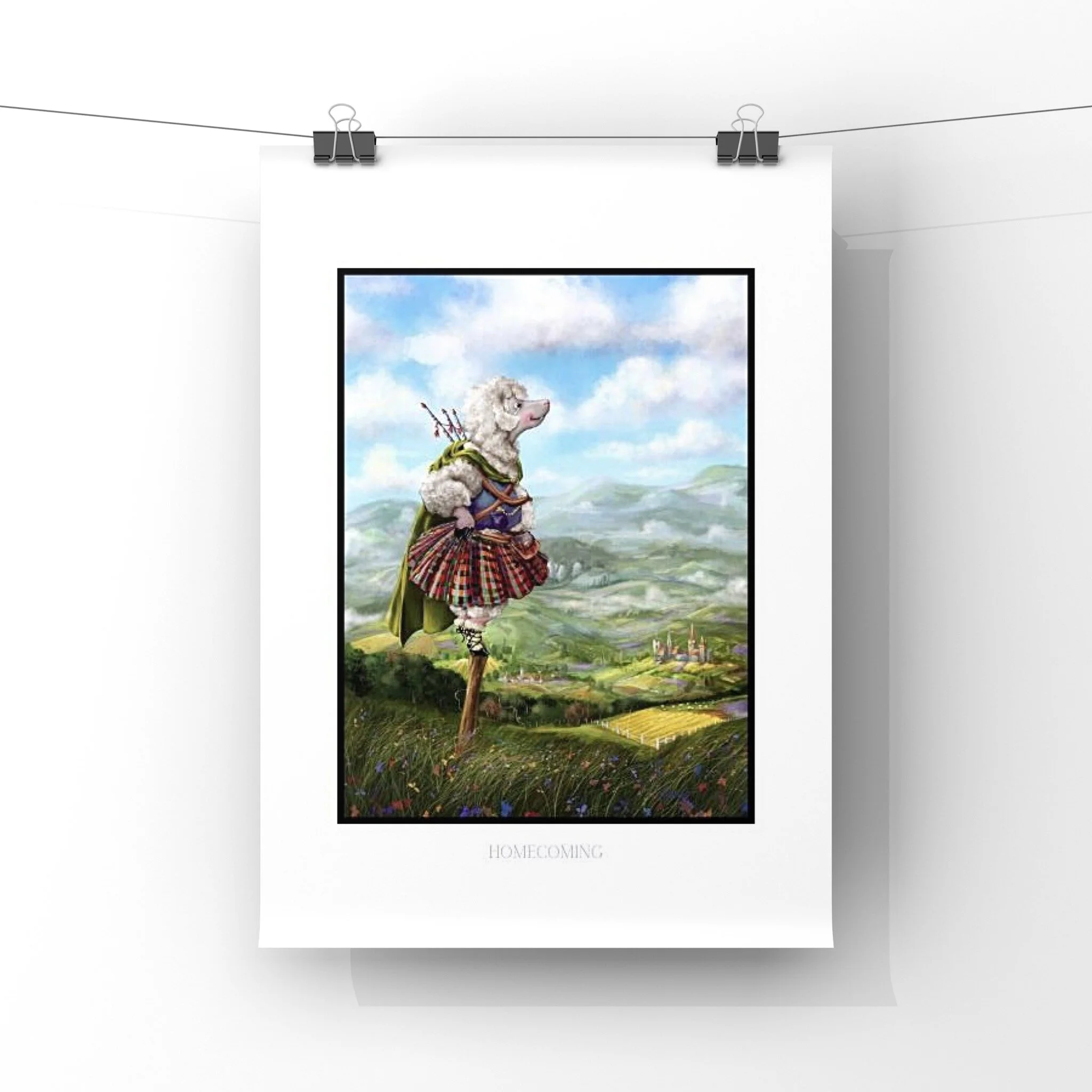 Homecoming Highlander Sheep Paper Print Hanging