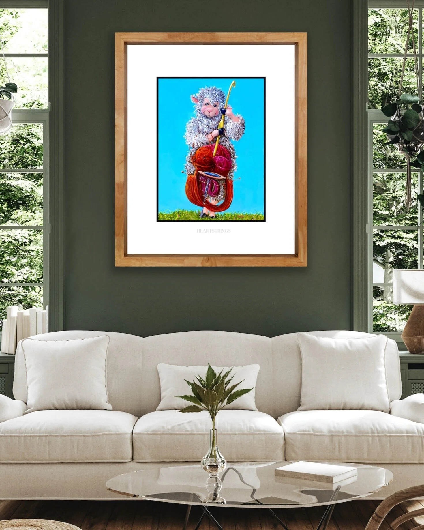 Cello Art Heartstrings Knitting Print Sheep