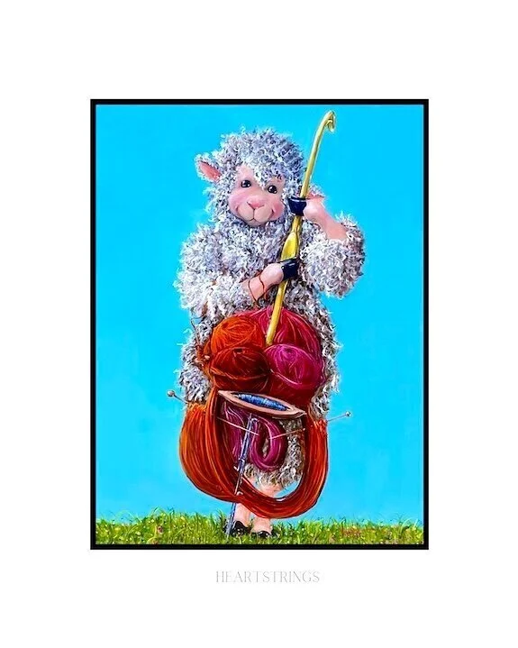 Heartstrings Knitting Art Print