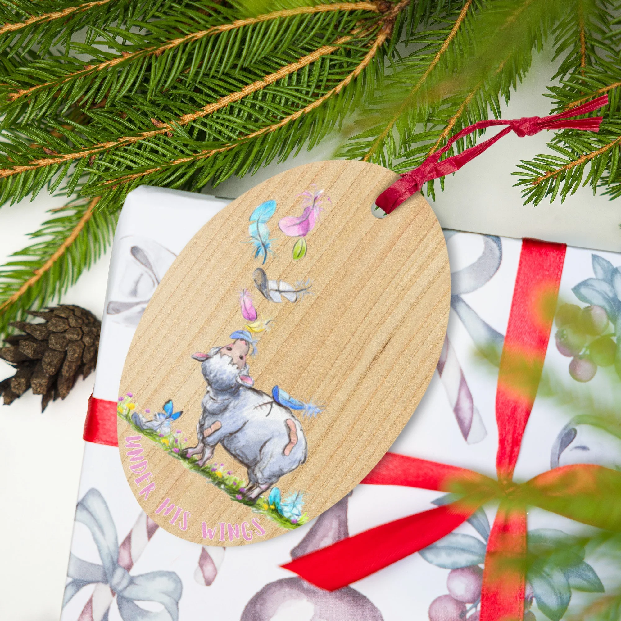 Under His Wings Sheep Ornament