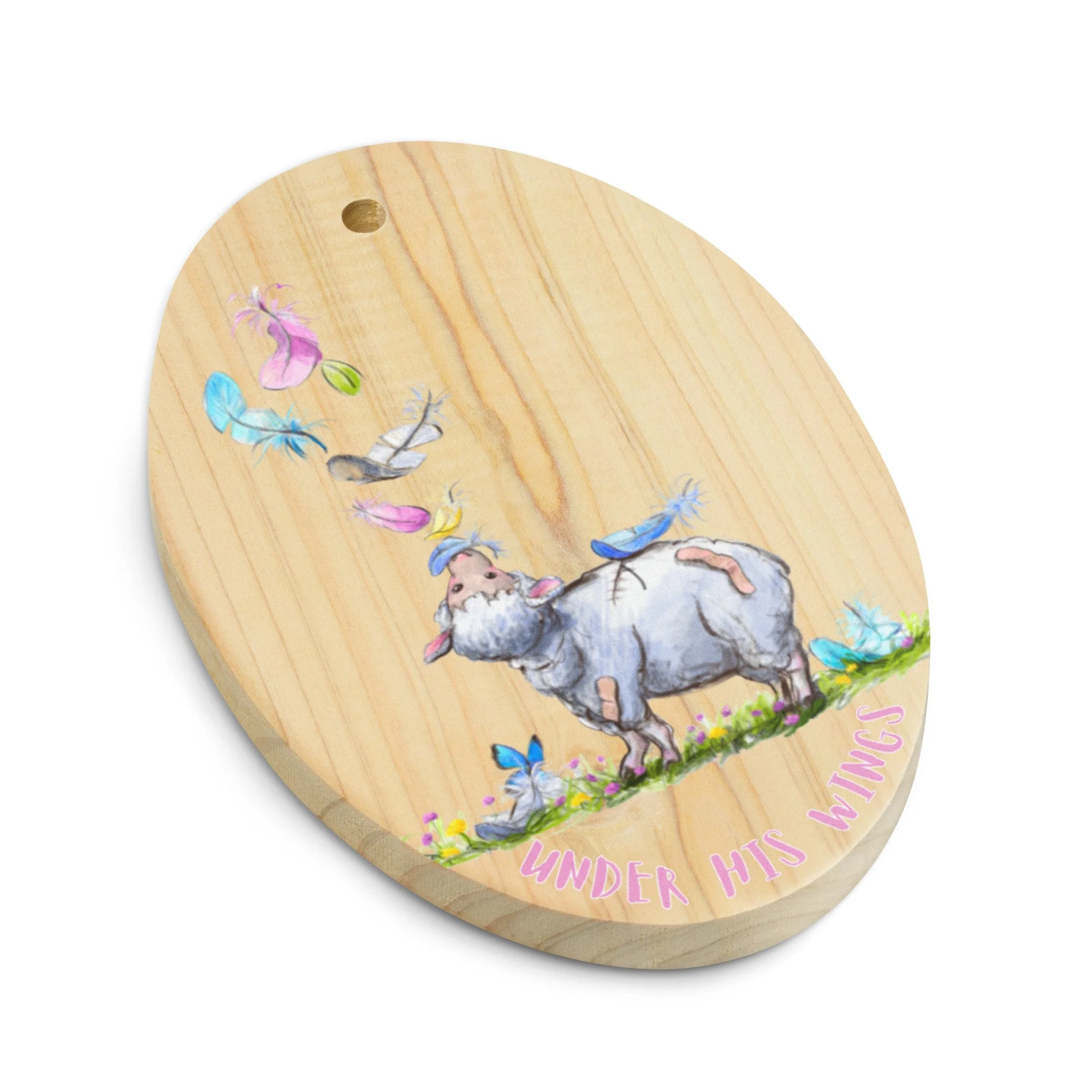 Under His Wings Christmas Tree Sheep Ornament