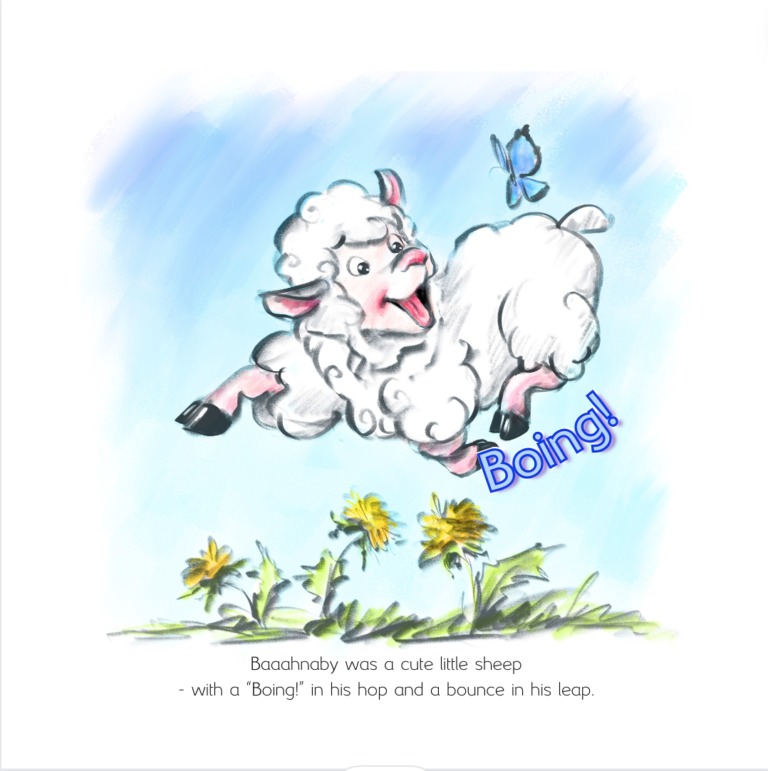 Baaahnaby Book Bouncing Sheep Illustration