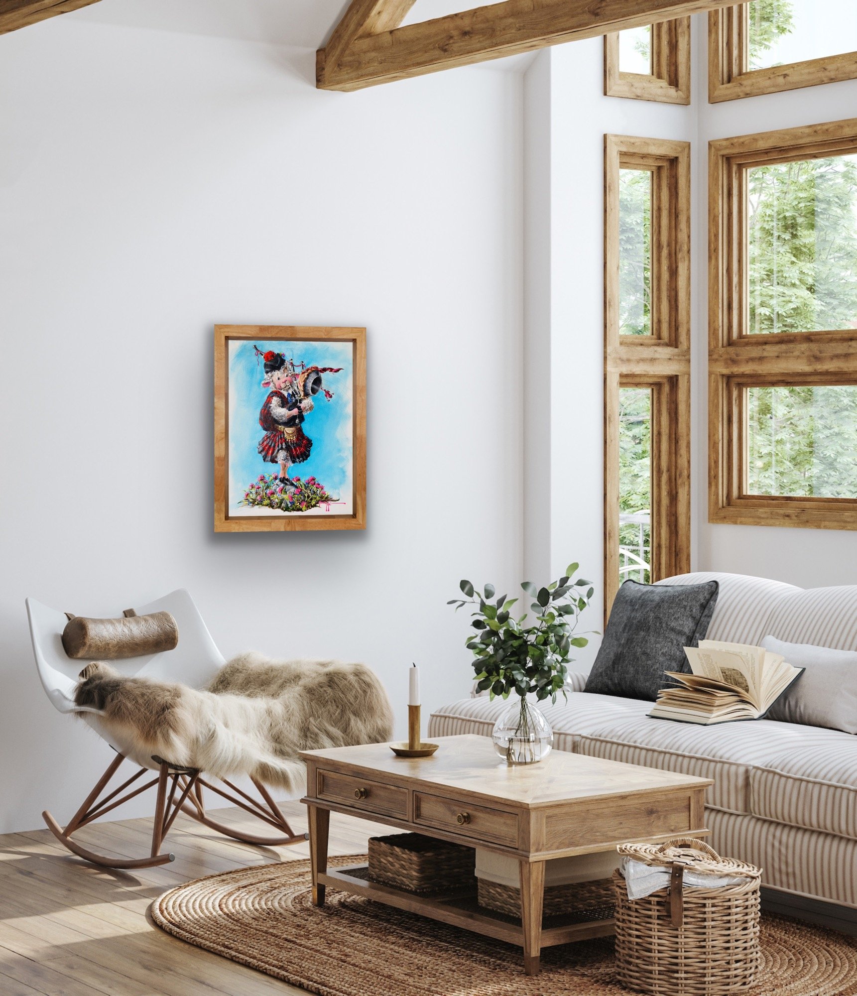 Celtic Room Display with Pied Piper Original Painting