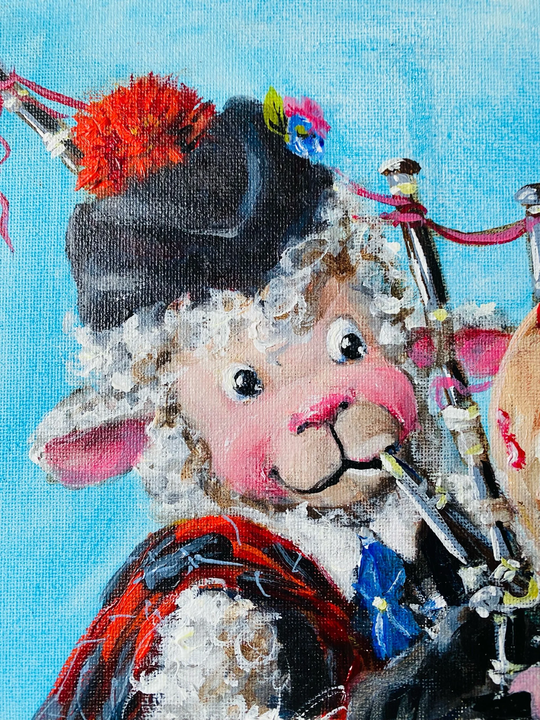 Sheep Face on Pied Piper Original Painting