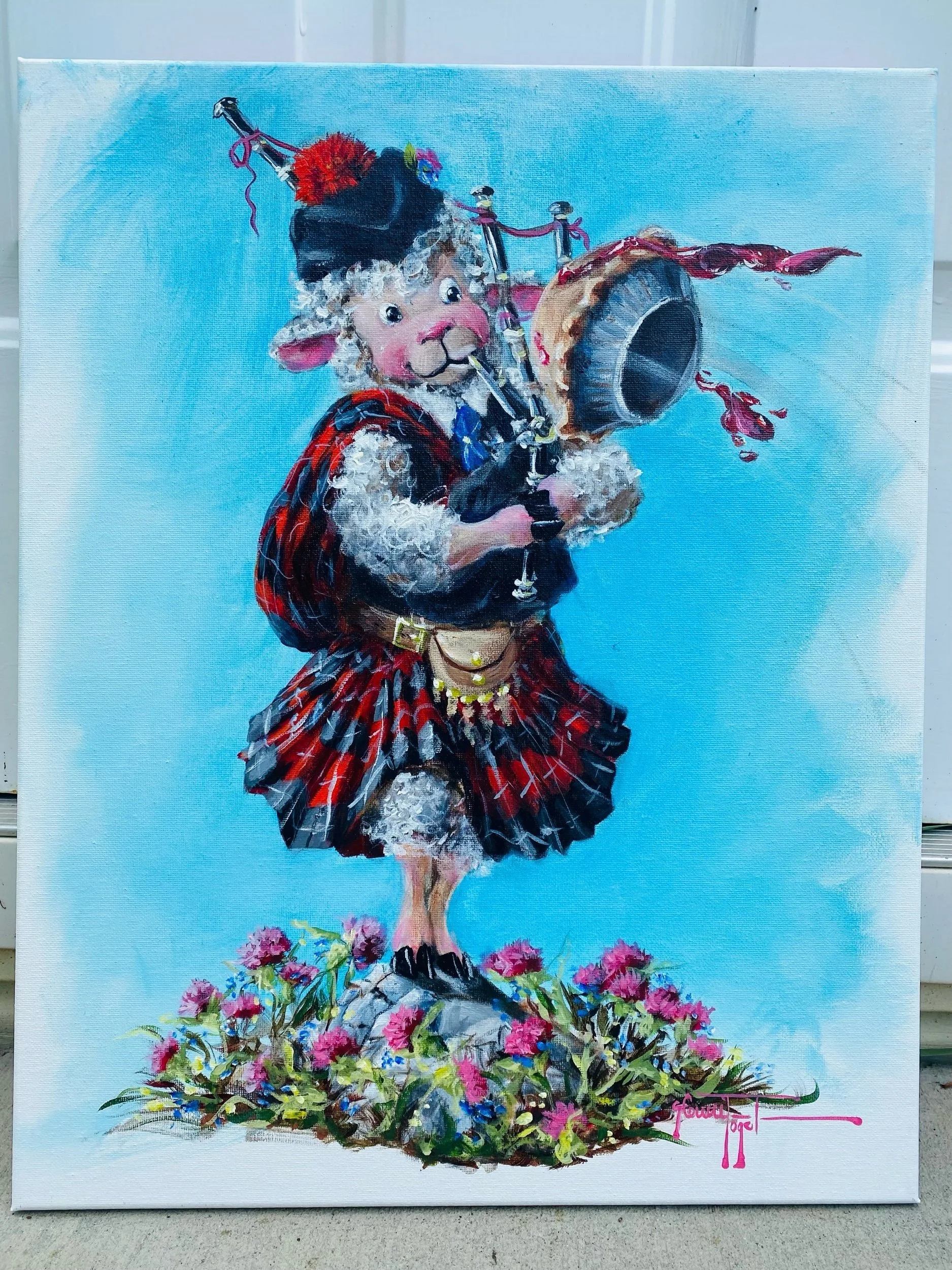 Unedited Pied Piper Original Bagpiper Art