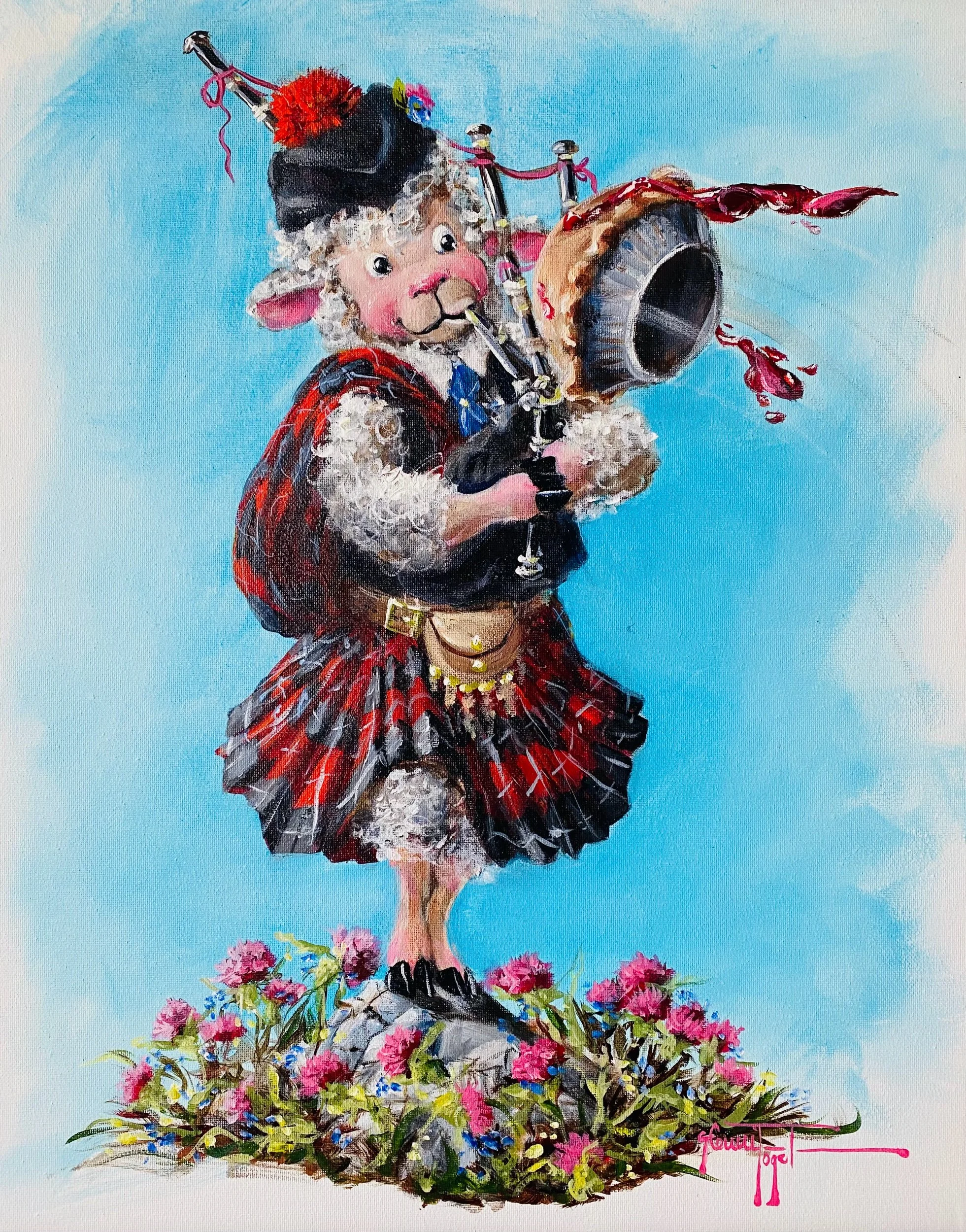 Original Painting Pied Piper Acrylics 16"x20" Signed