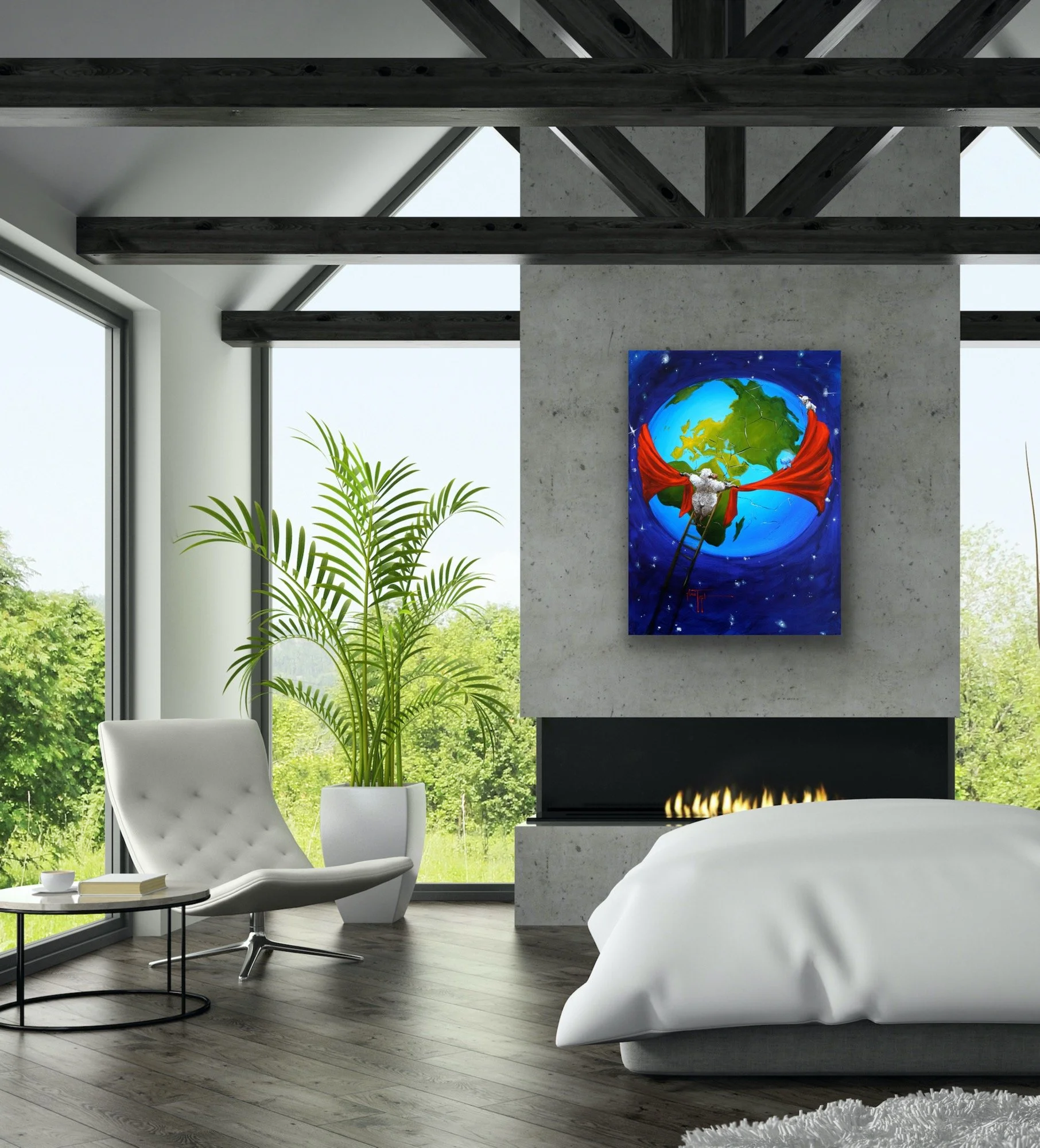 Global Warming Whimsical Sheep Wall Art