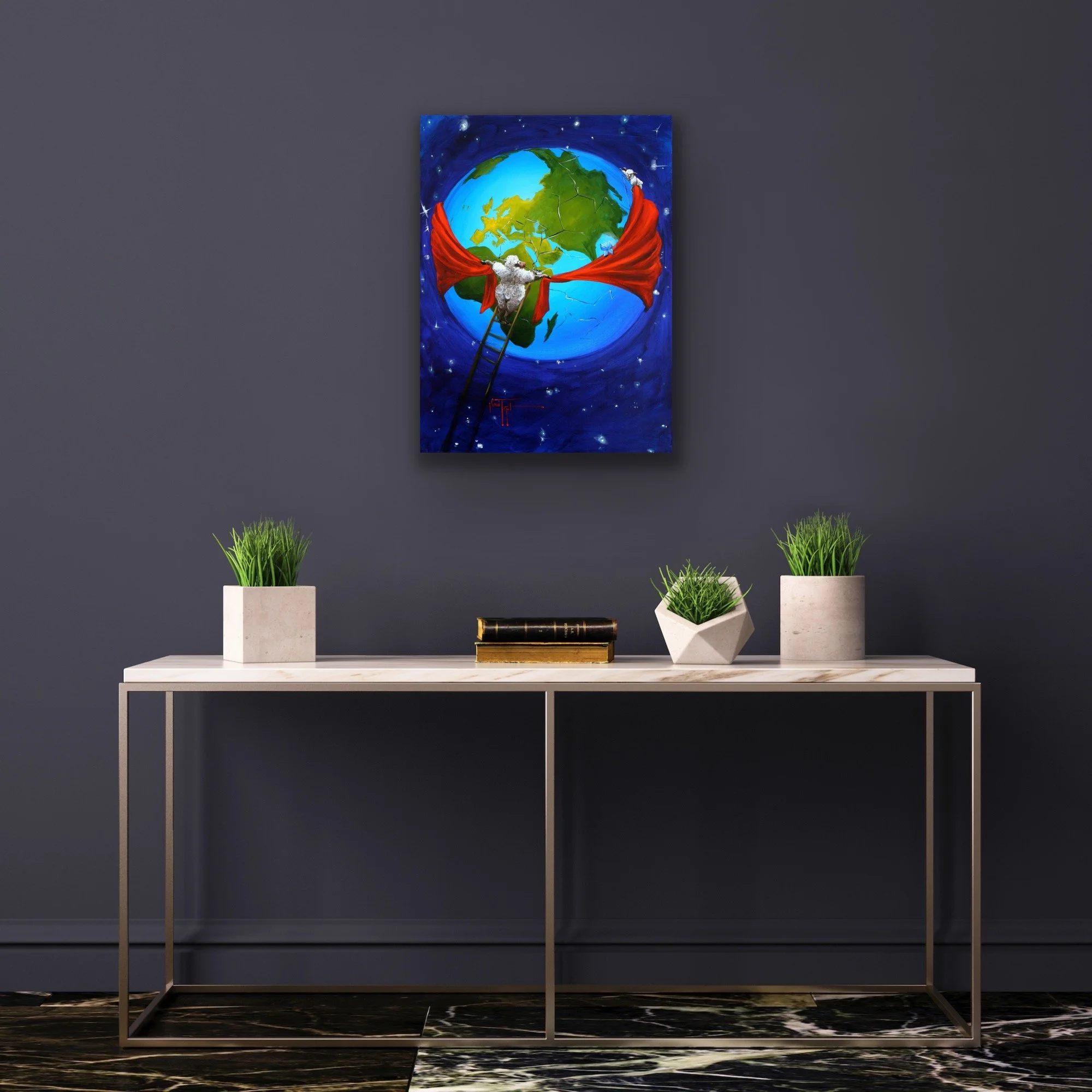 Global Warming Cute Sheep Art Giclée
