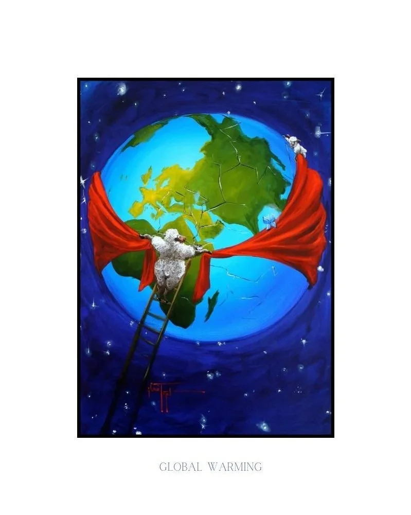 Global Warming Whimsical Sheep Art Print