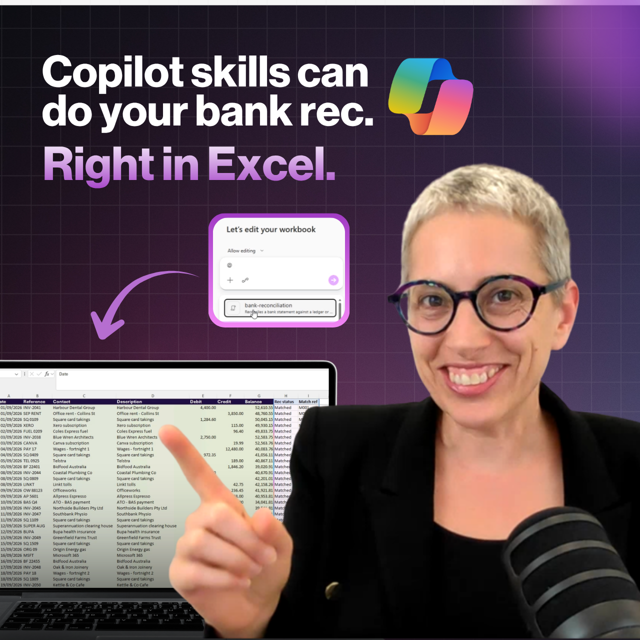 Copilot skills can do your bank rec. Right in Excel.