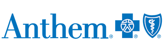 Logo of Anthem, featuring the company name with medical symbols including a cross and a caduceus.