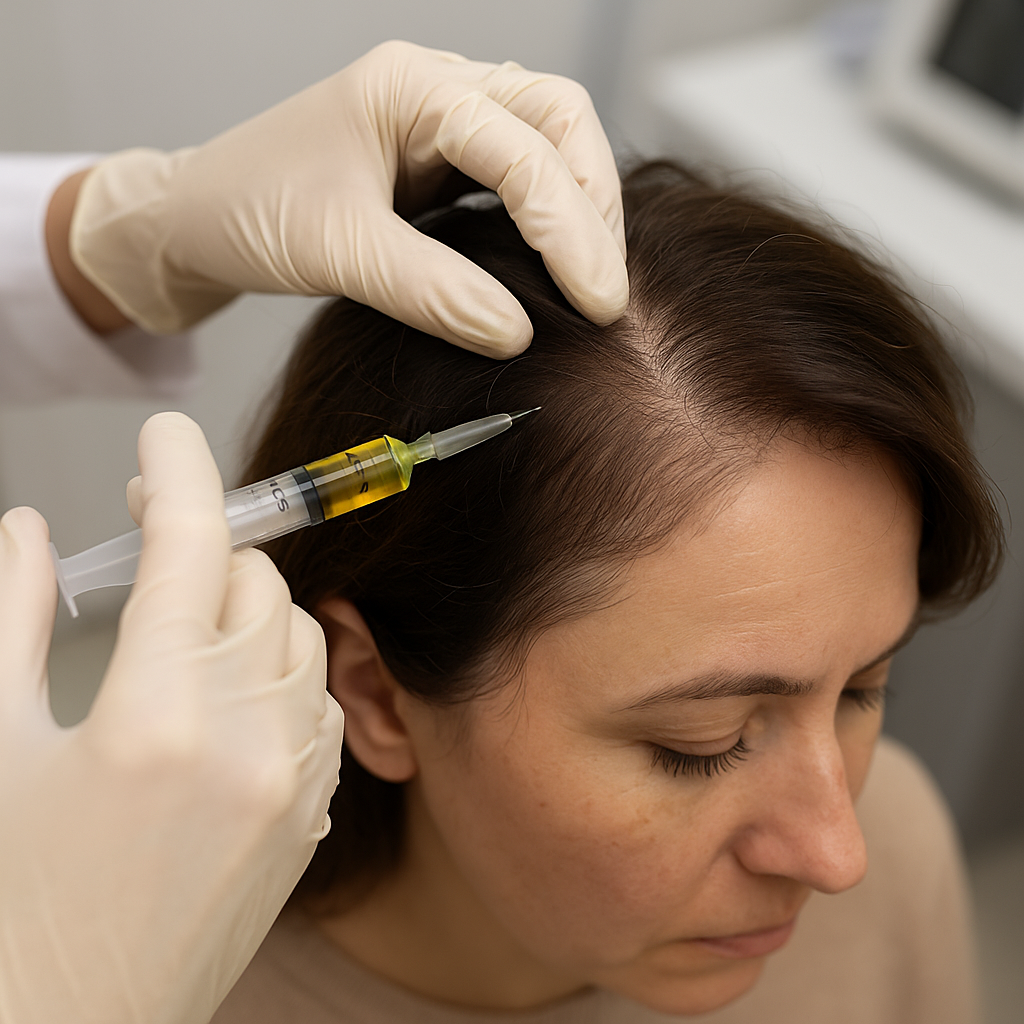 55-Year-Old Female With Chronic Hair Thinning — Androgenetic Alopecia With Telogen Effluvium &amp; PRP Treatment