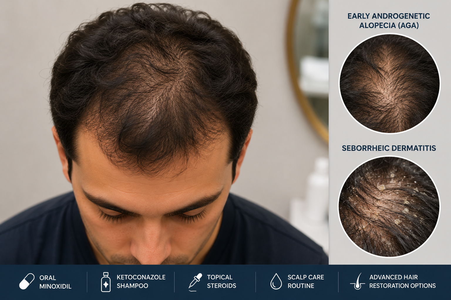 Early Male Pattern Hair Loss and Seborrheic Dermatitis: Treatment Options for Young Men in Houston &amp; Katy, TX