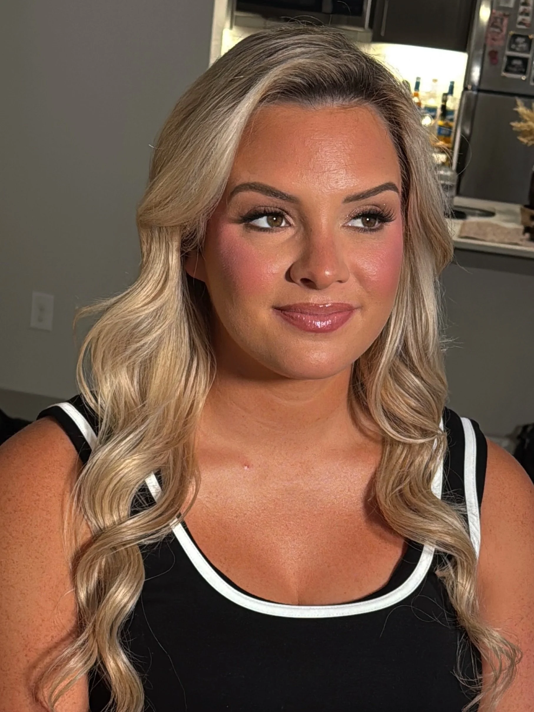 Glam this morning 🖤 soft + pinky + glowy for newborn photos 💖makeup by me + hair by @hairby.anika @elevatedartistry.co