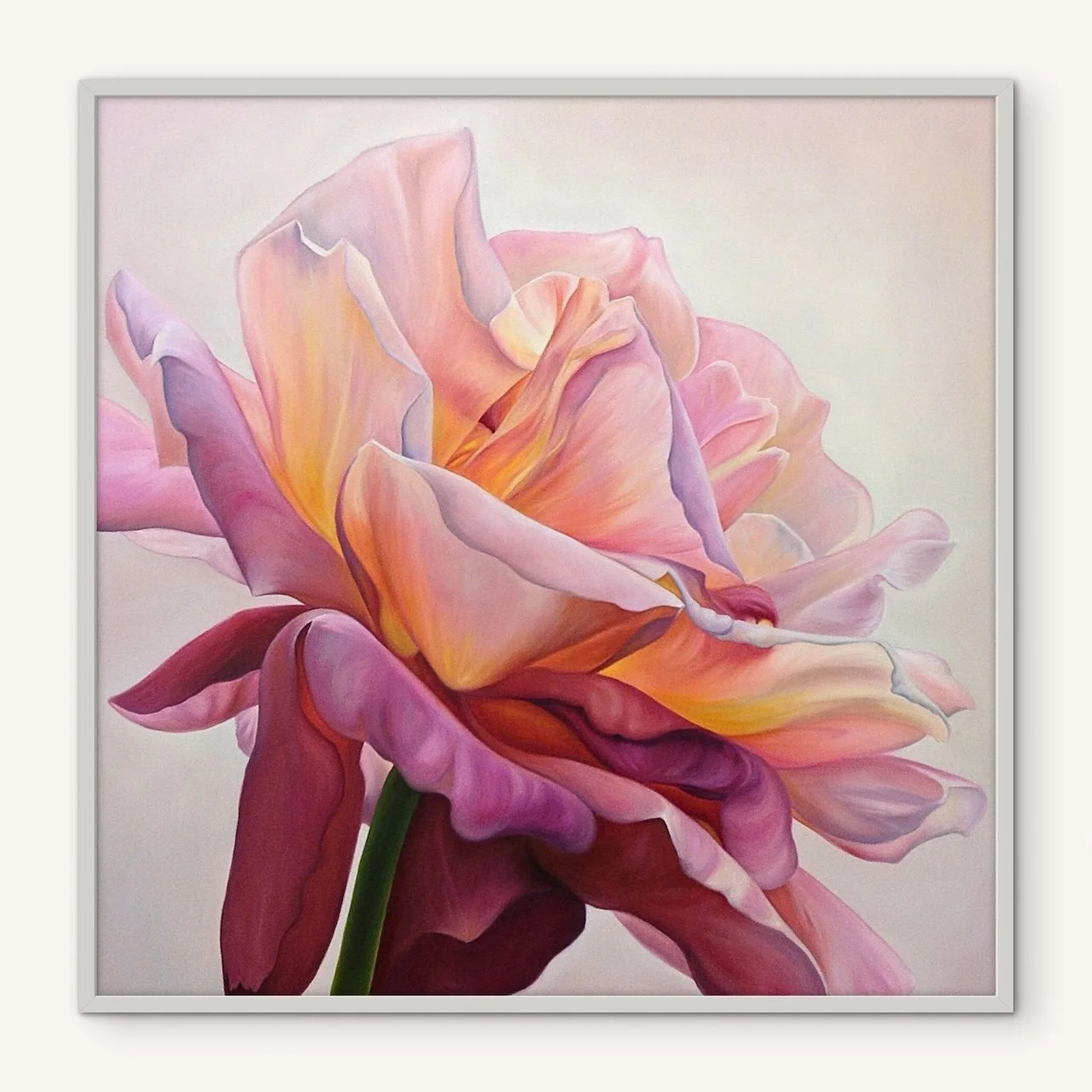 Chicago Peace Rose Framed Fine Art Print on Canvas
