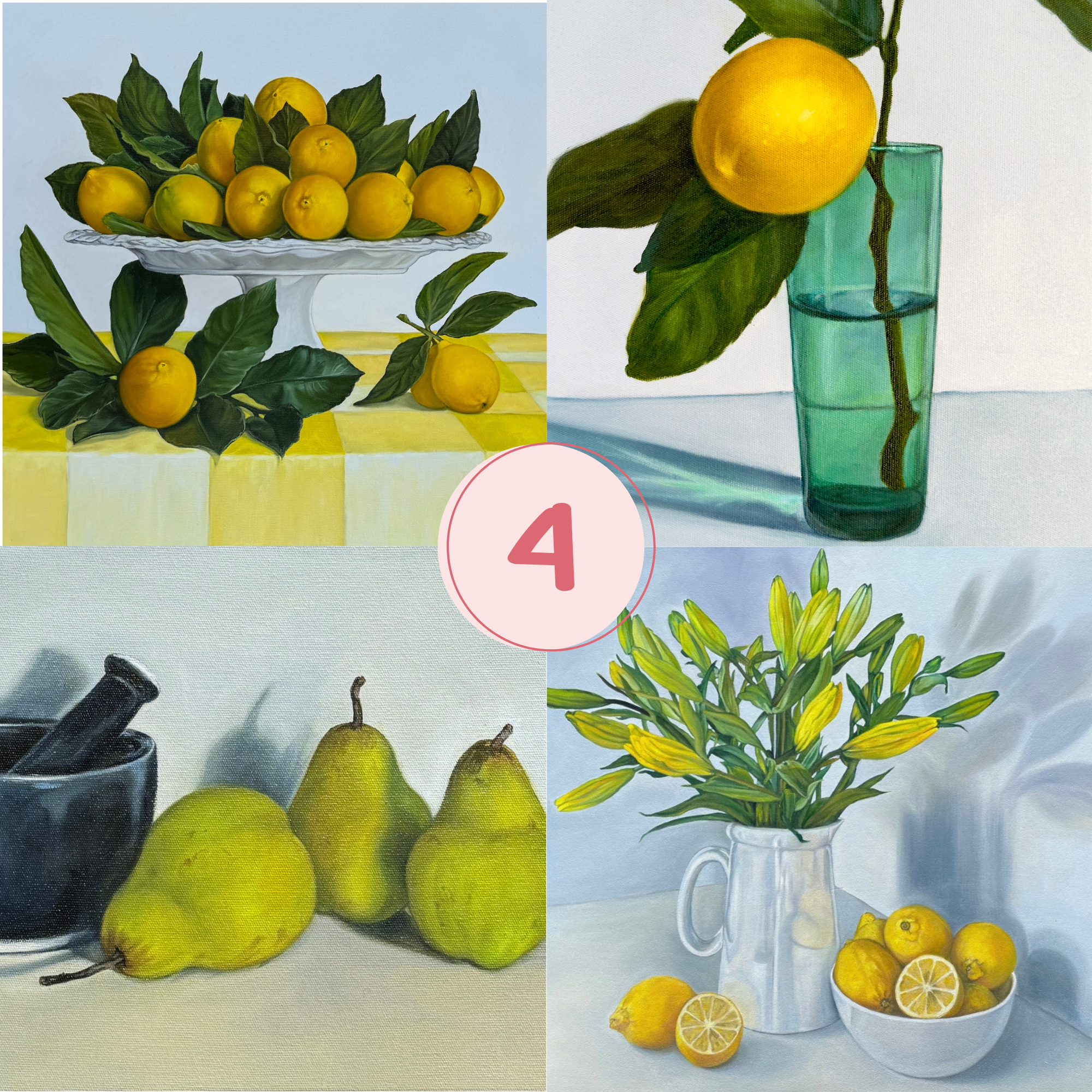 Greeting Cards - Pack 4, Fruit & Flowers