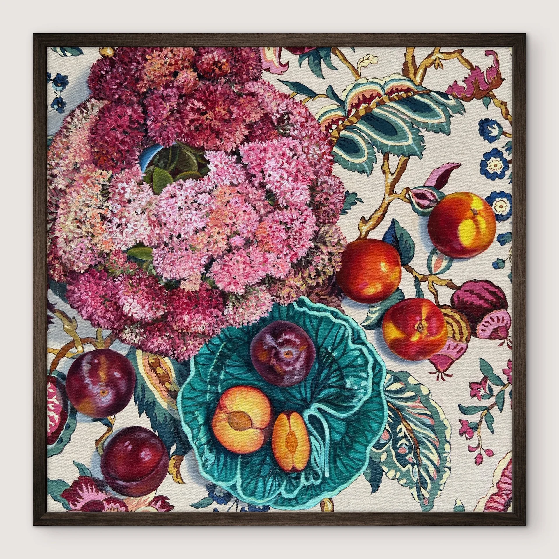 Sedum & Stone Fruit Framed Fine Art Print on Canvas