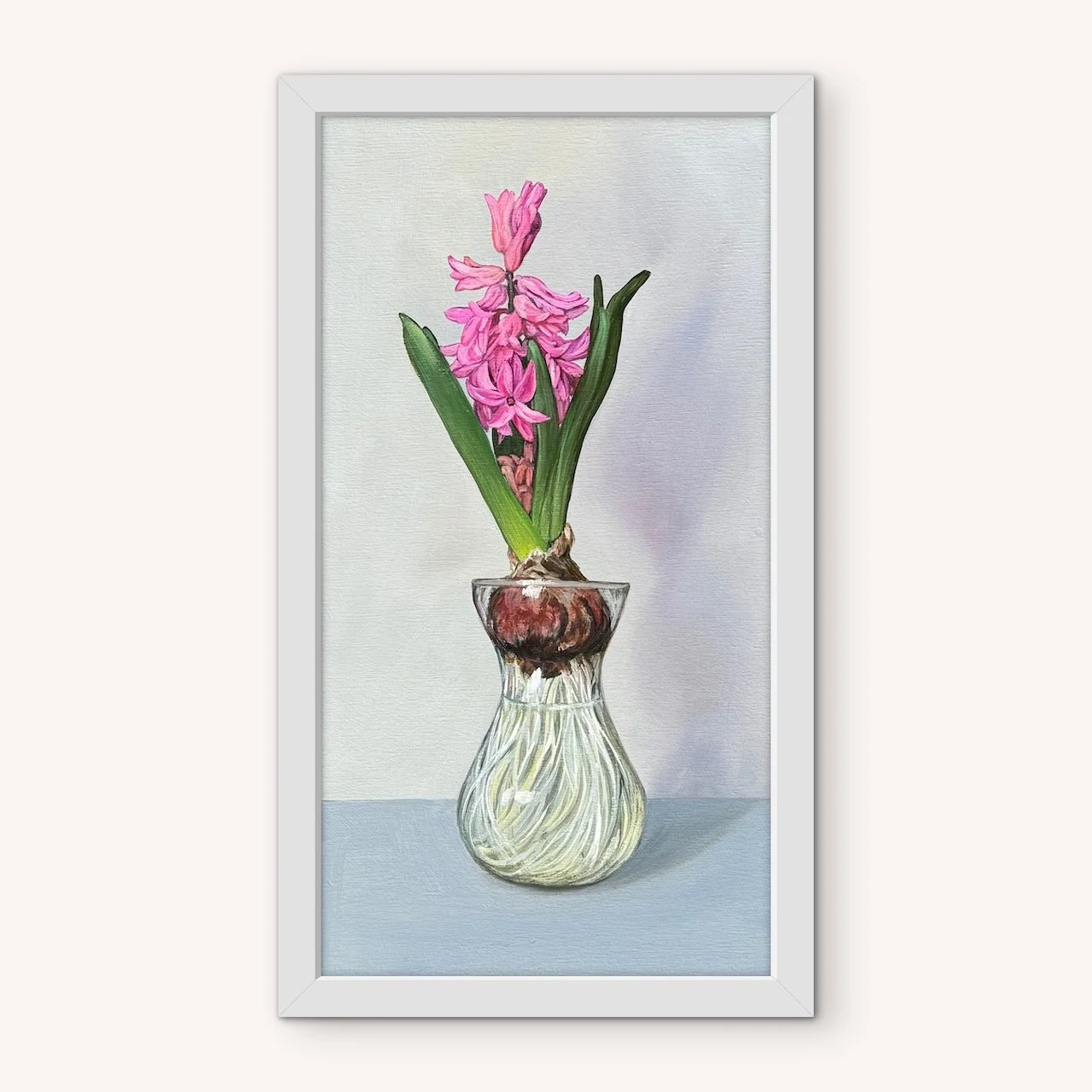 Pink Hyacinth Framed Fine Art Print on Canvas