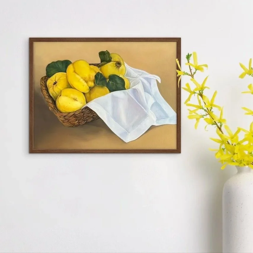 Quince Season fine art print on canvas by Robyn Markey and framed in solid timber deep-edge frame