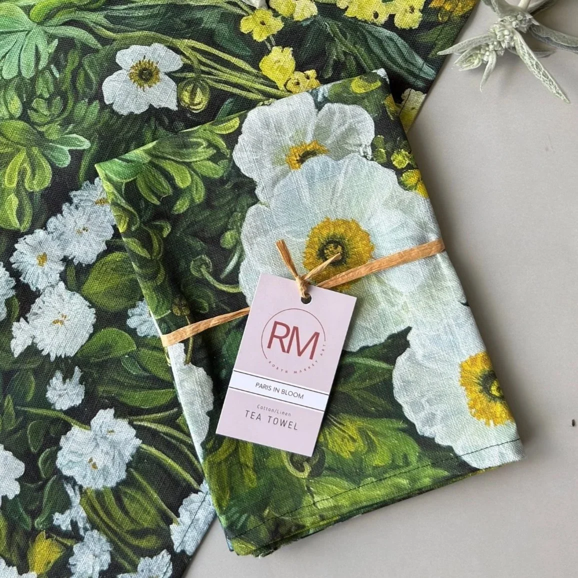 Paris in Bloom Tea Towel - Cotton Linen Blend