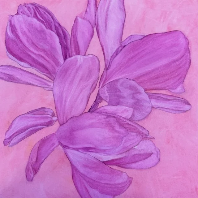Blocked in first layer of colour on pink imprimatur by Australian artist Robyn Markey