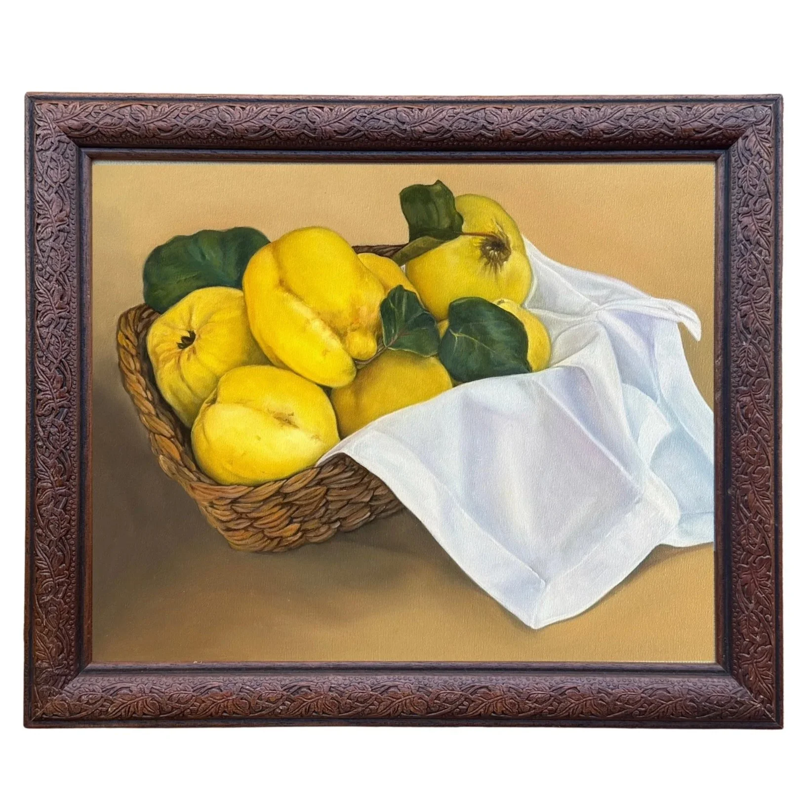 Quince Season Canvas Print in Antique frame