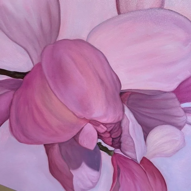 Detail of magnolia painting by Australian artist Robyn Markey