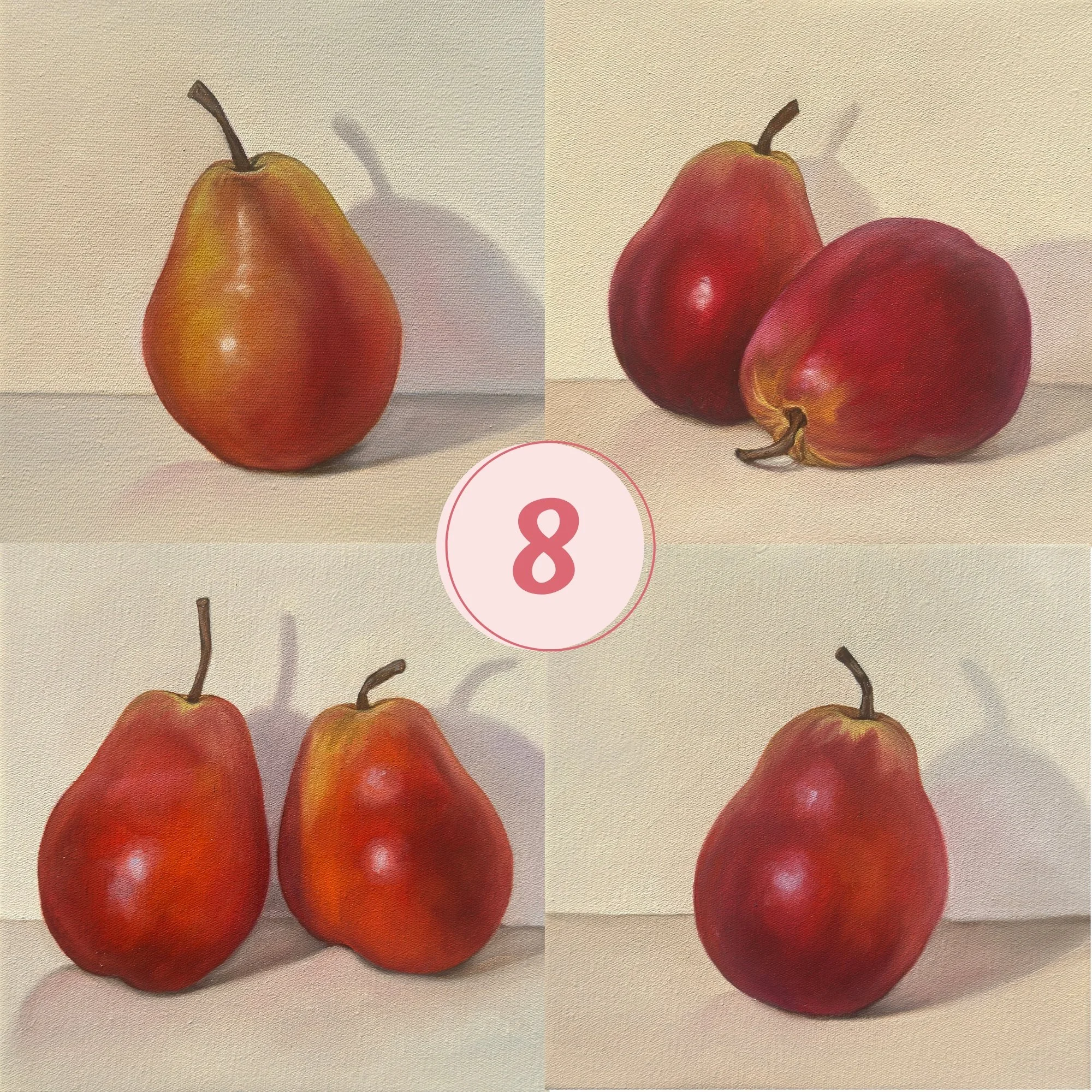 Greeting Cards - Pack 8, Red Pears