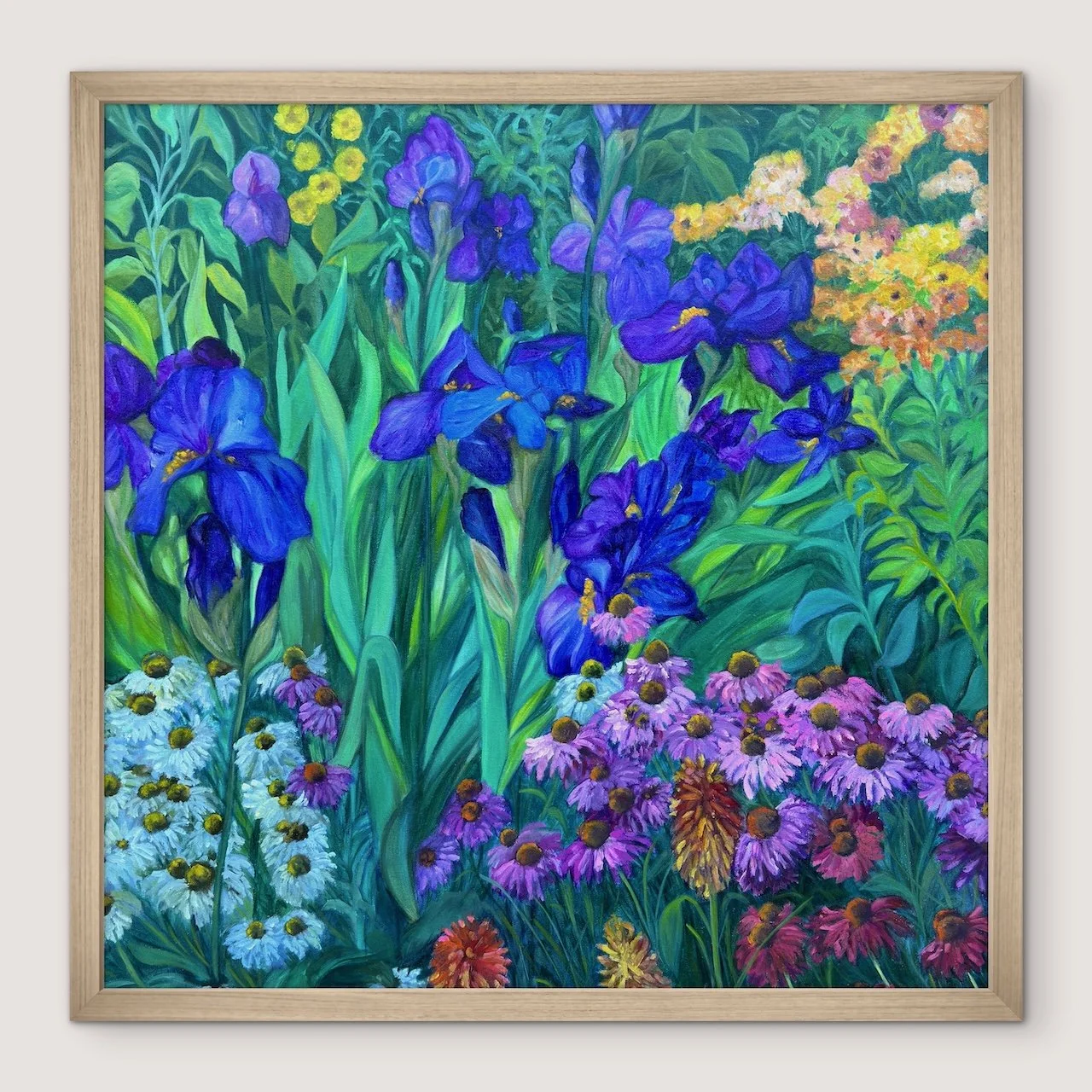 Where The Irises Grow Framed Fine Art Print on Canvas