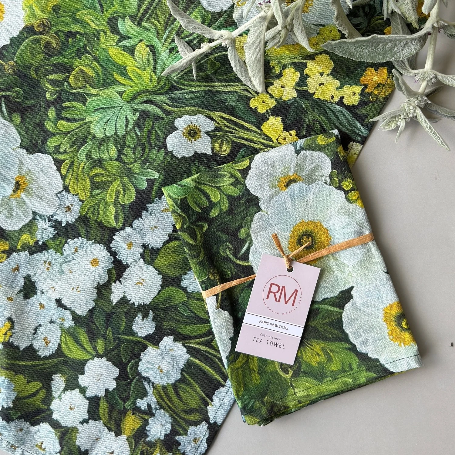 Paris in Bloom Tea Towel - Cotton Linen Blend