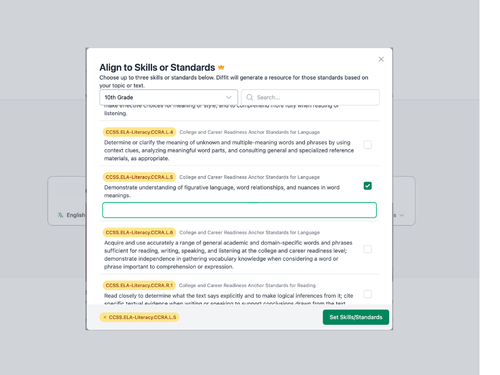Narrow your focus for standards