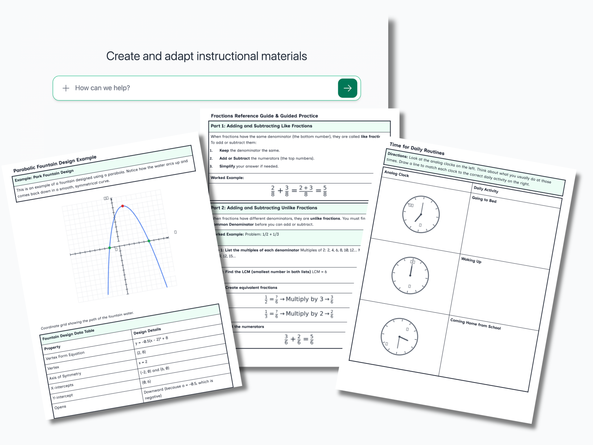 Get math materials in Diffit
