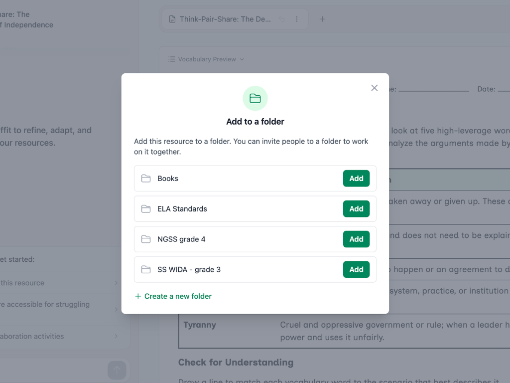 Organize your resources into folders